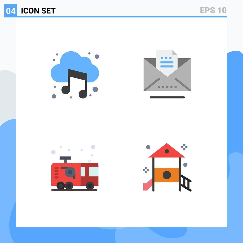 4 Universal Flat Icons Set for Web and Mobile Applications audio emergency sound email firefighter Editable Vector Design Elements