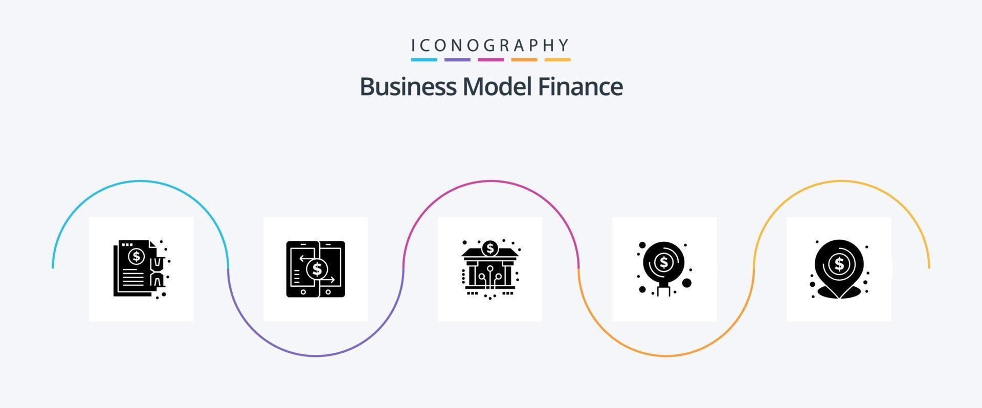 paquete de iconos de glifo 5 de finanzas que incluye fondos. Finanzas. par. digital. cadena de bloques vector