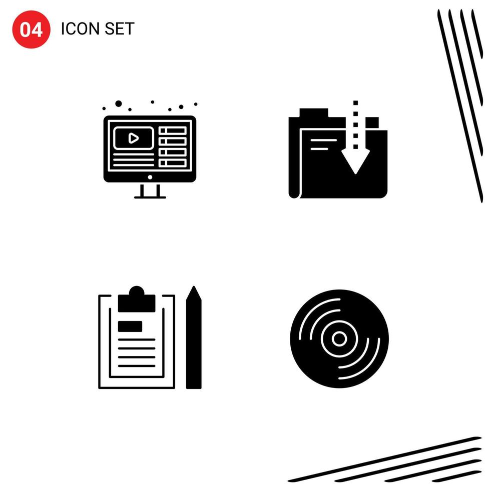 Pack of 4 creative Solid Glyphs of design clipboard live data file Editable Vector Design Elements