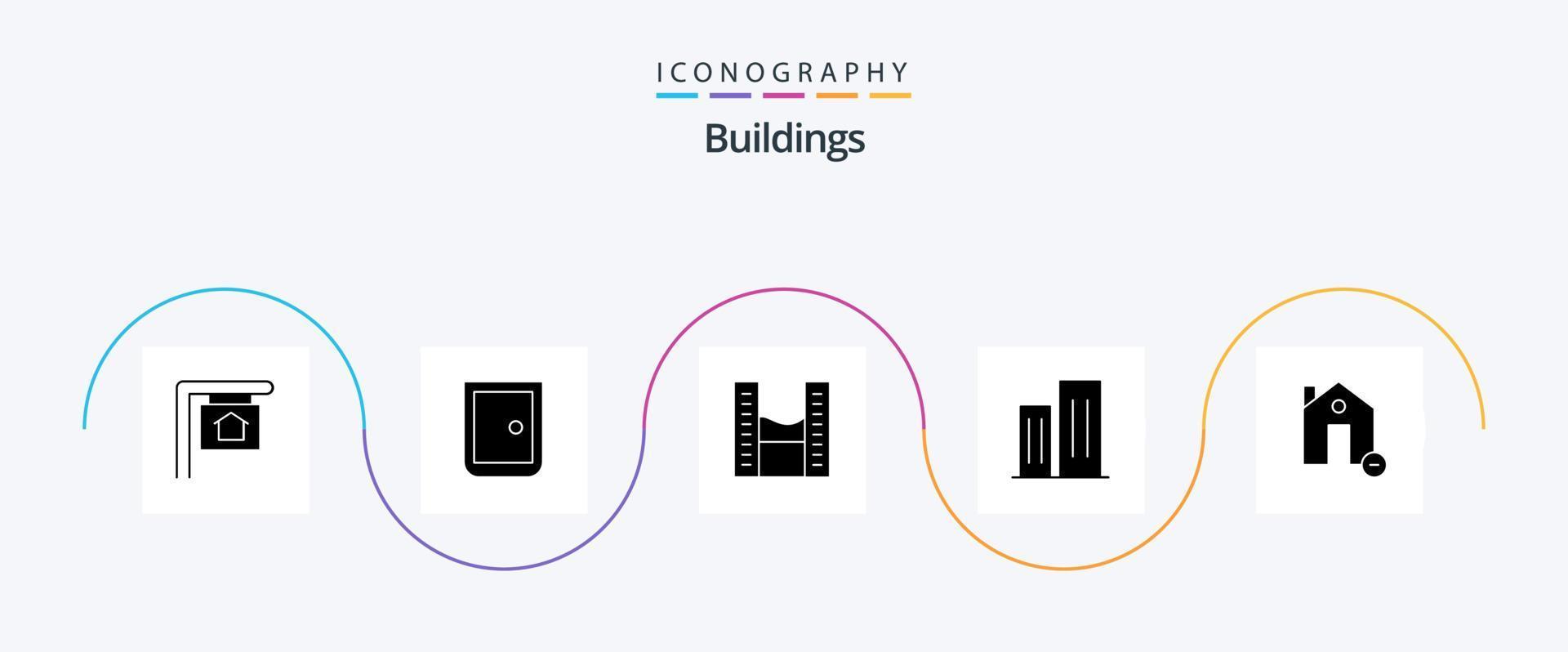 Buildings Glyph 5 Icon Pack Including buildings. district. buildings. business. architecture vector