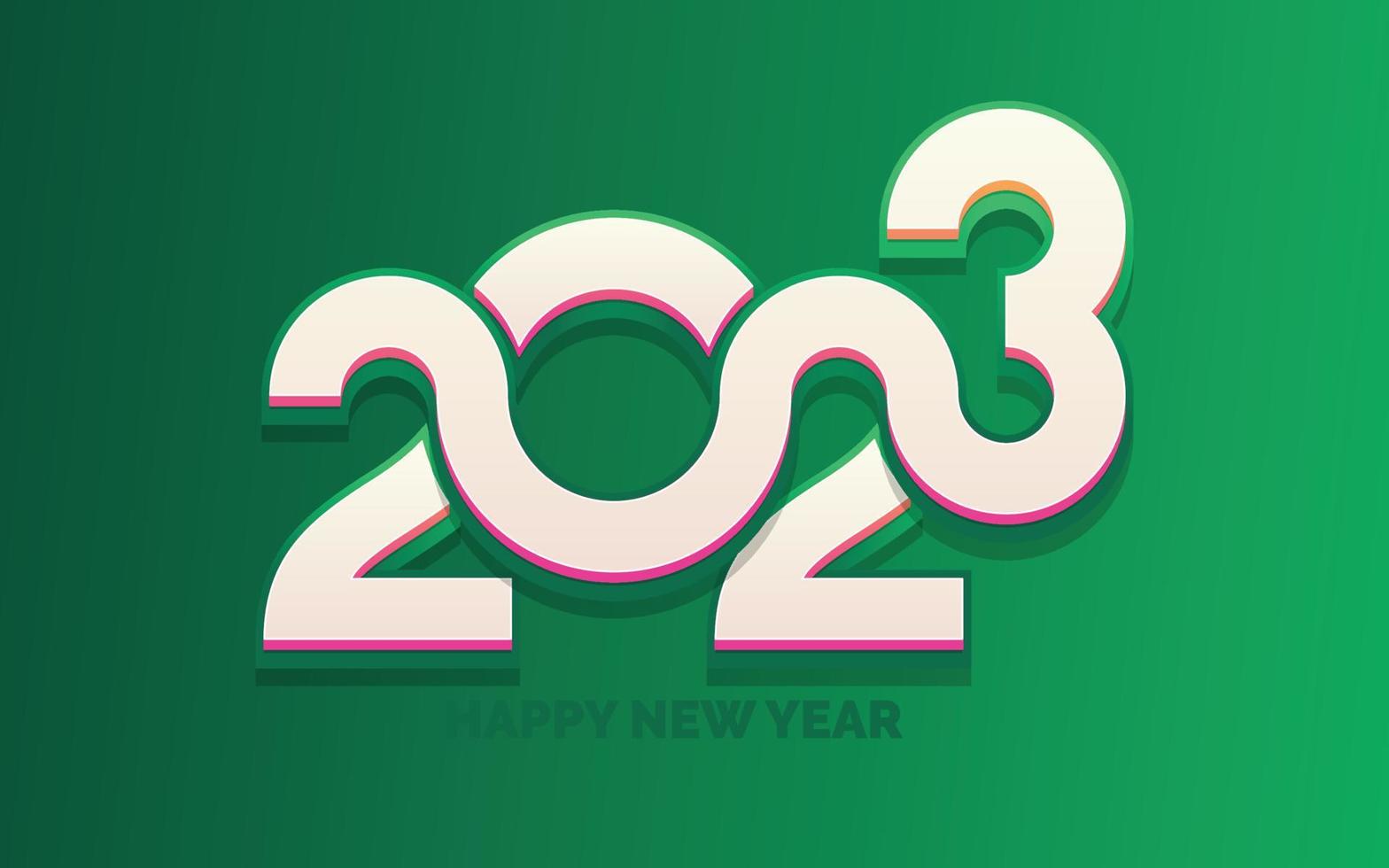 feliz año nuevo 2023 diseño de logotipo de texto de fondo blanco vector