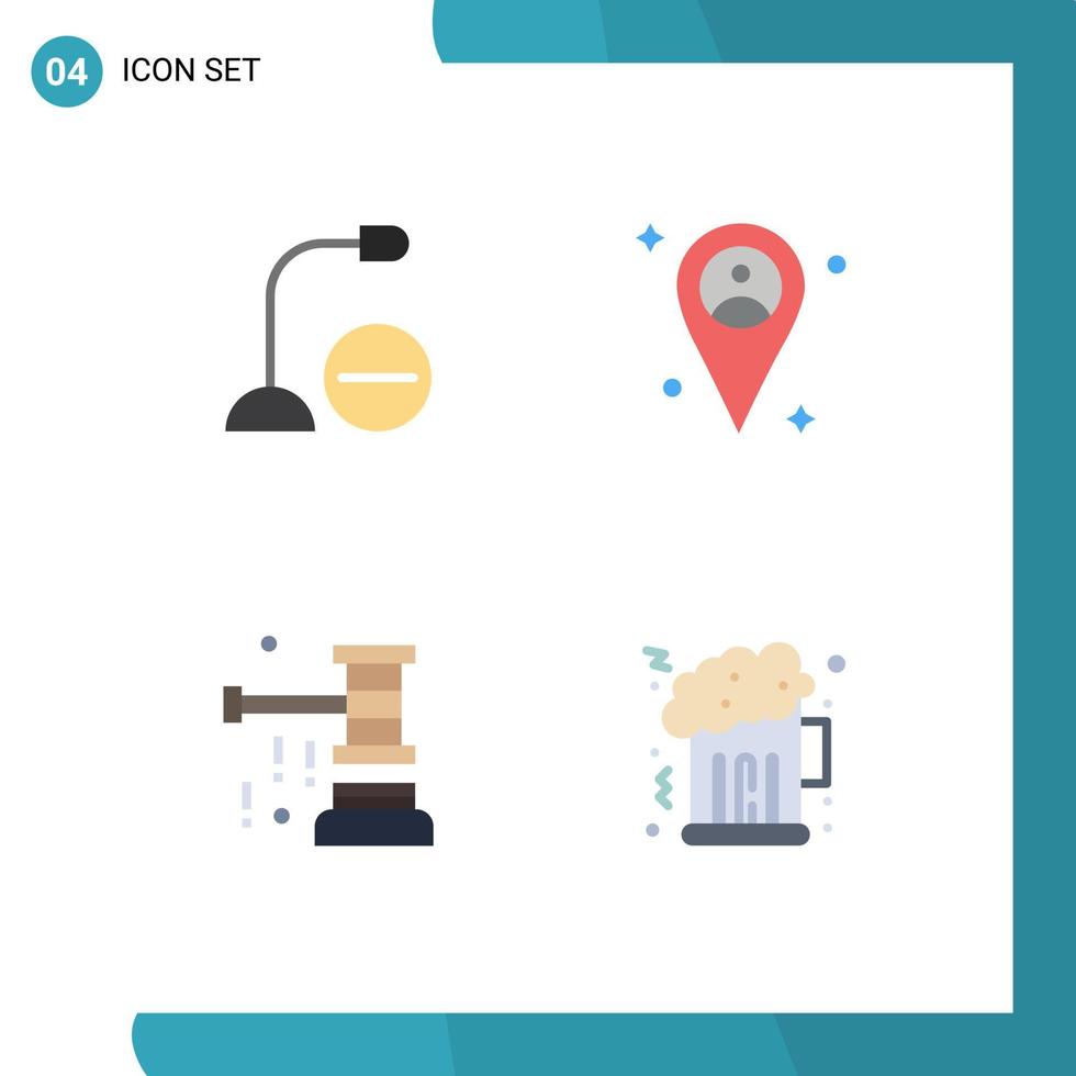 4 Universal Flat Icon Signs Symbols of computers chaffer hardware map sale Editable Vector Design Elements