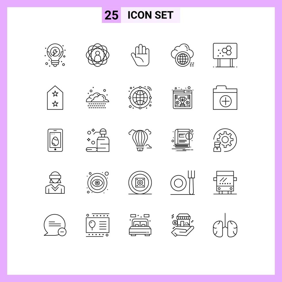 Stock Vector Icon Pack of 25 Line Signs and Symbols for biology data skills world computing Editable Vector Design Elements
