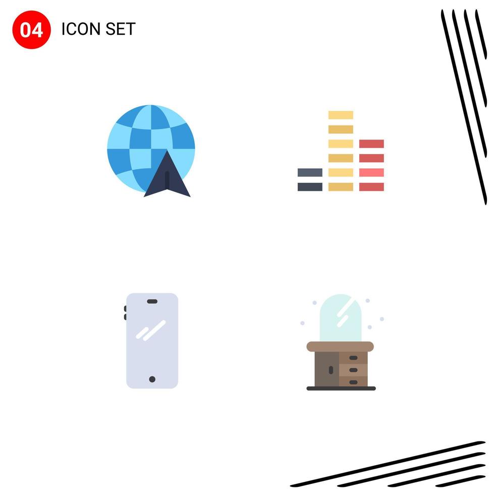 4 Universal Flat Icons Set for Web and Mobile Applications arrow android music phone home Editable Vector Design Elements
