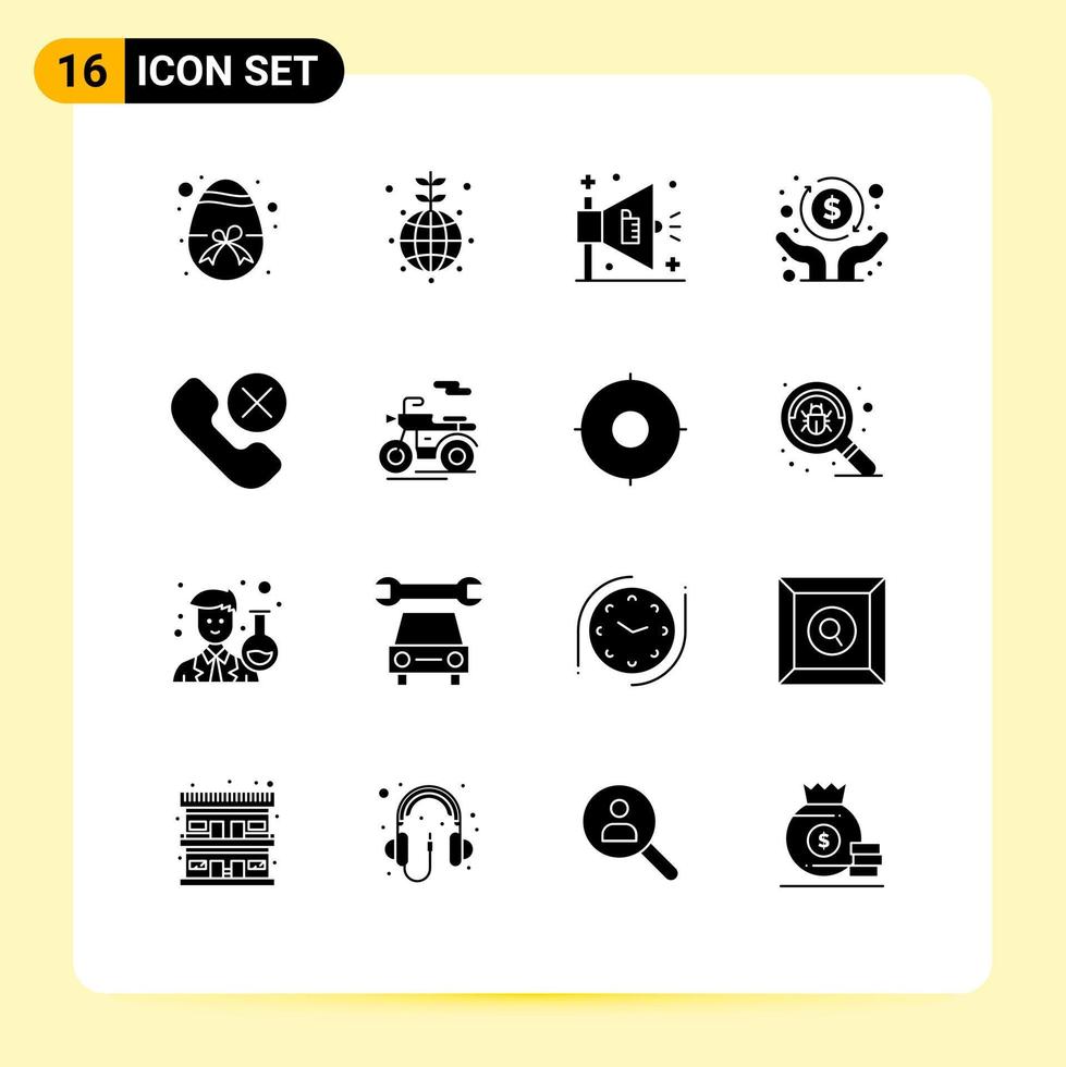 conjunto de 16 iconos modernos de la interfaz de usuario signos de símbolos para elementos de diseño de vectores editables de economía de independencia de anuncios de llamadas móviles