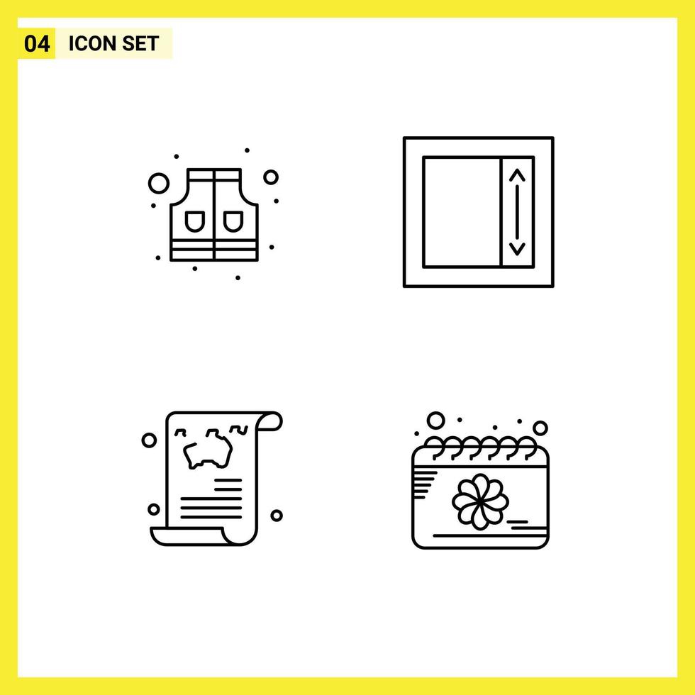 User Interface Pack of 4 Basic Filledline Flat Colors of jacket travel field blog calendar Editable Vector Design Elements