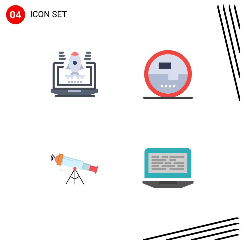 User Interface Pack of 4 Basic Flat Icons of business astronomy construction and tools measuring view Editable Vector Design Elements