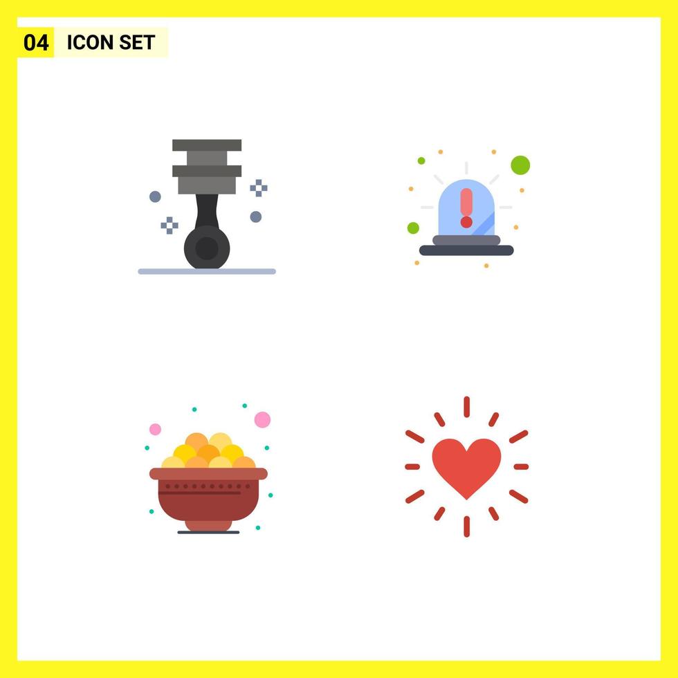 4 Universal Flat Icons Set for Web and Mobile Applications car bowl tools light food Editable Vector Design Elements