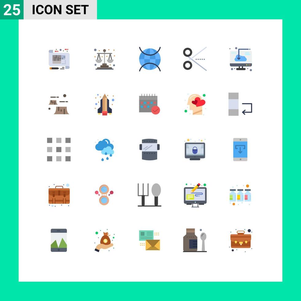 Set of 25 Commercial Flat Colors pack for ui scissors scales office wifi Editable Vector Design Elements