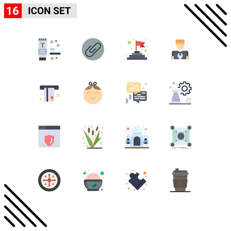 Set of 16 Vector Flat Colors on Grid for credit card flag atm plumber Editable Pack of Creative Vector Design Elements