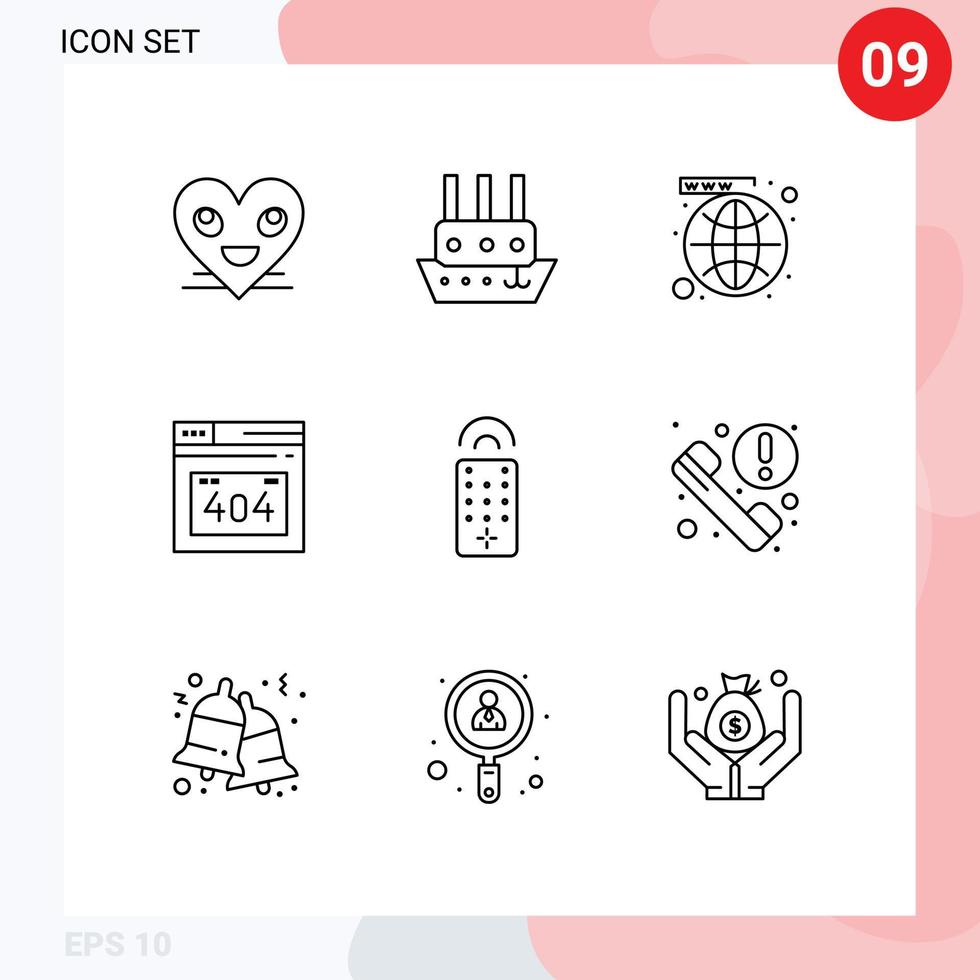 9 Creative Icons Modern Signs and Symbols of control error page vessel error website Editable Vector Design Elements