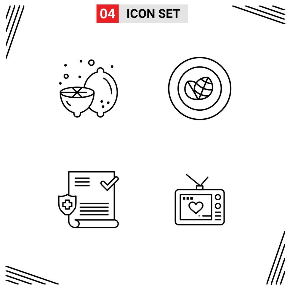 Editable Vector Line Pack of 4 Simple Filledline Flat Colors of 