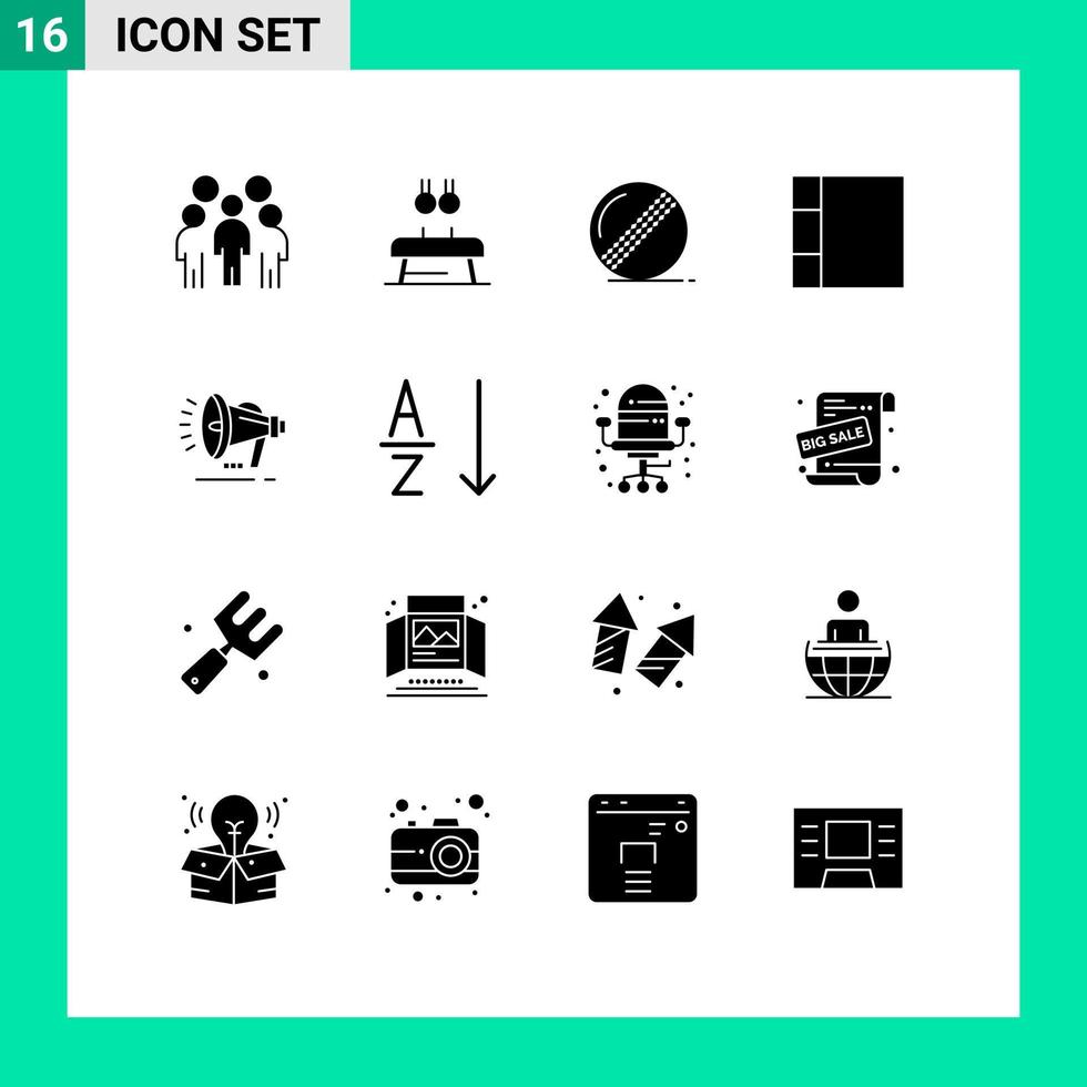 16 Creative Icons Modern Signs and Symbols of loud speaker layout rings grid bowler Editable Vector Design Elements