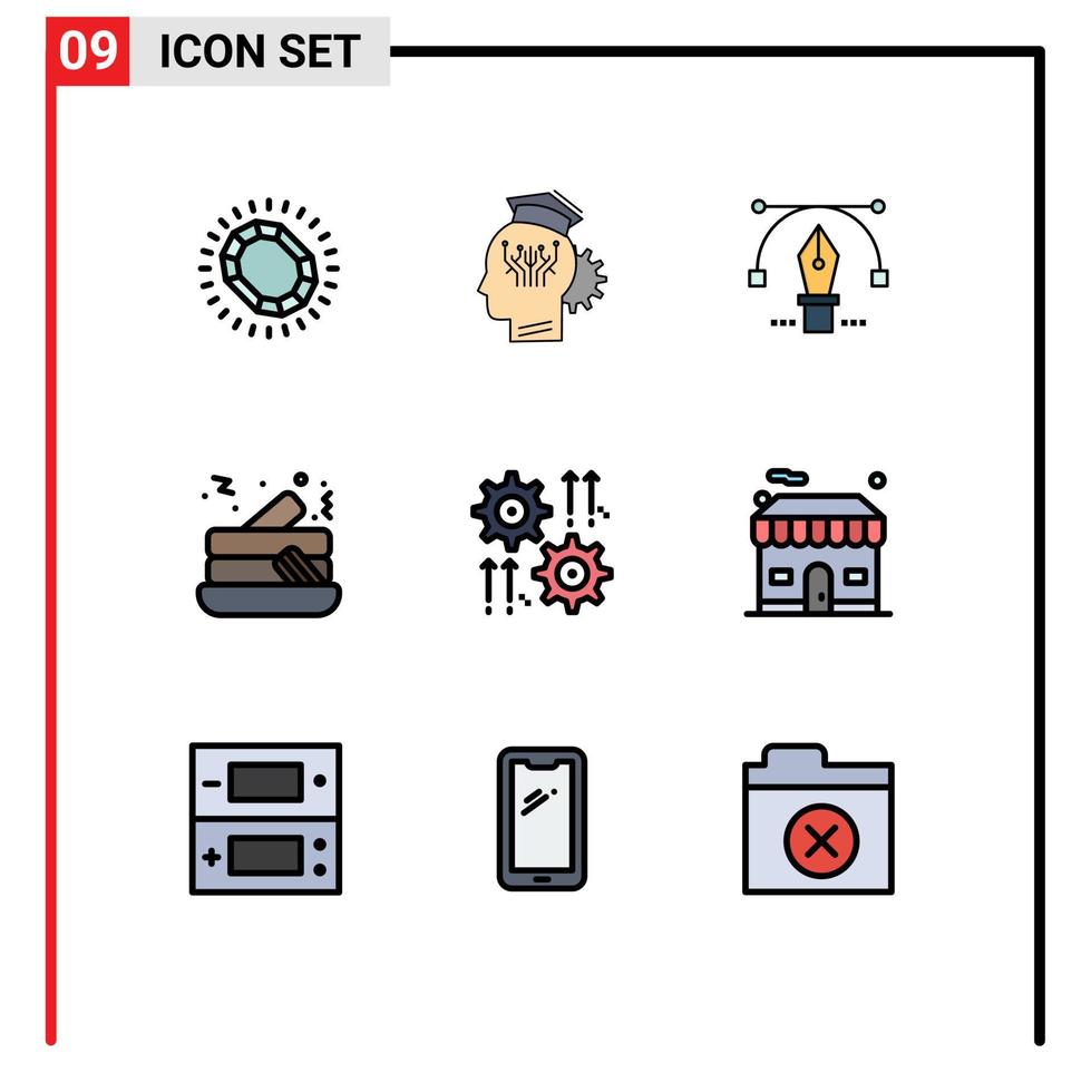 Universal Icon Symbols Group of 9 Modern Filledline Flat Colors of setting pancake smart cake text Editable Vector Design Elements