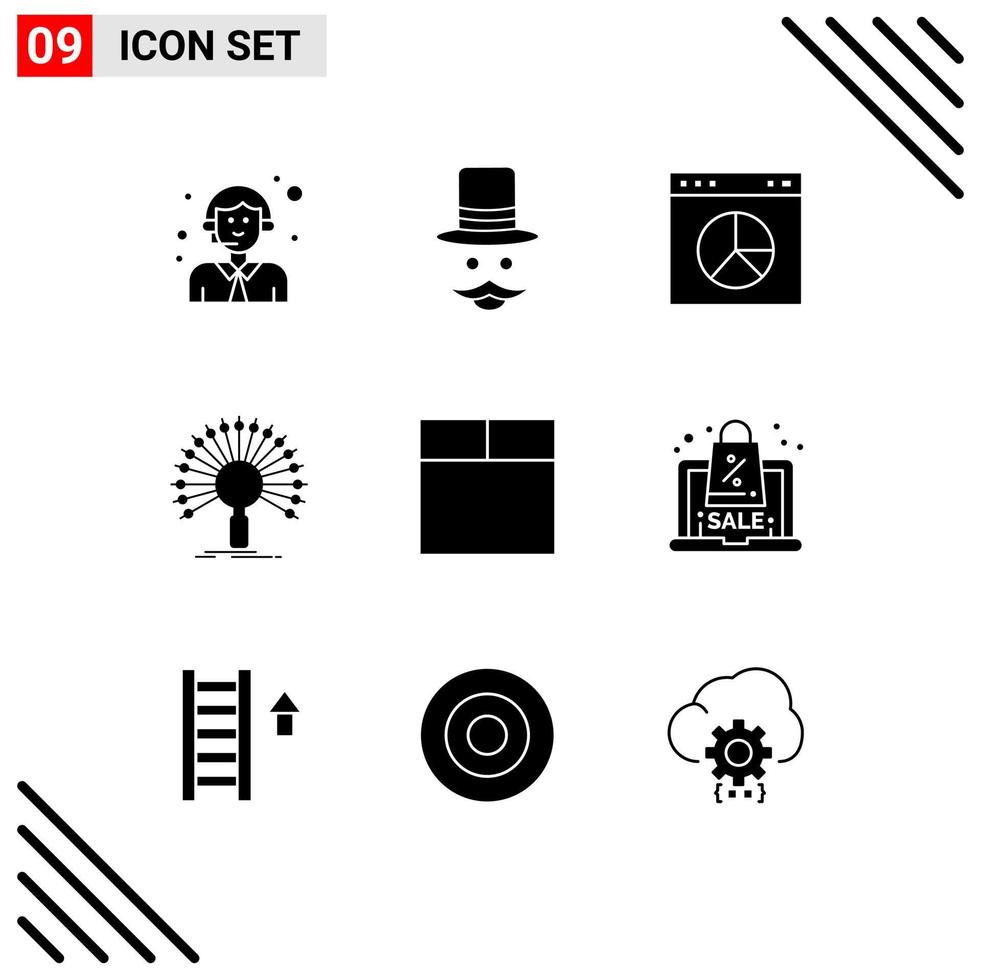 9 Thematic Vector Solid Glyphs and Editable Symbols of retrieval informational men information website Editable Vector Design Elements