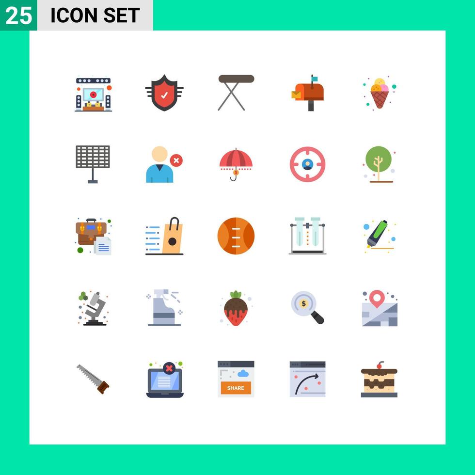 Modern Set of 25 Flat Colors Pictograph of cream postoffice appliances mail box mail Editable Vector Design Elements