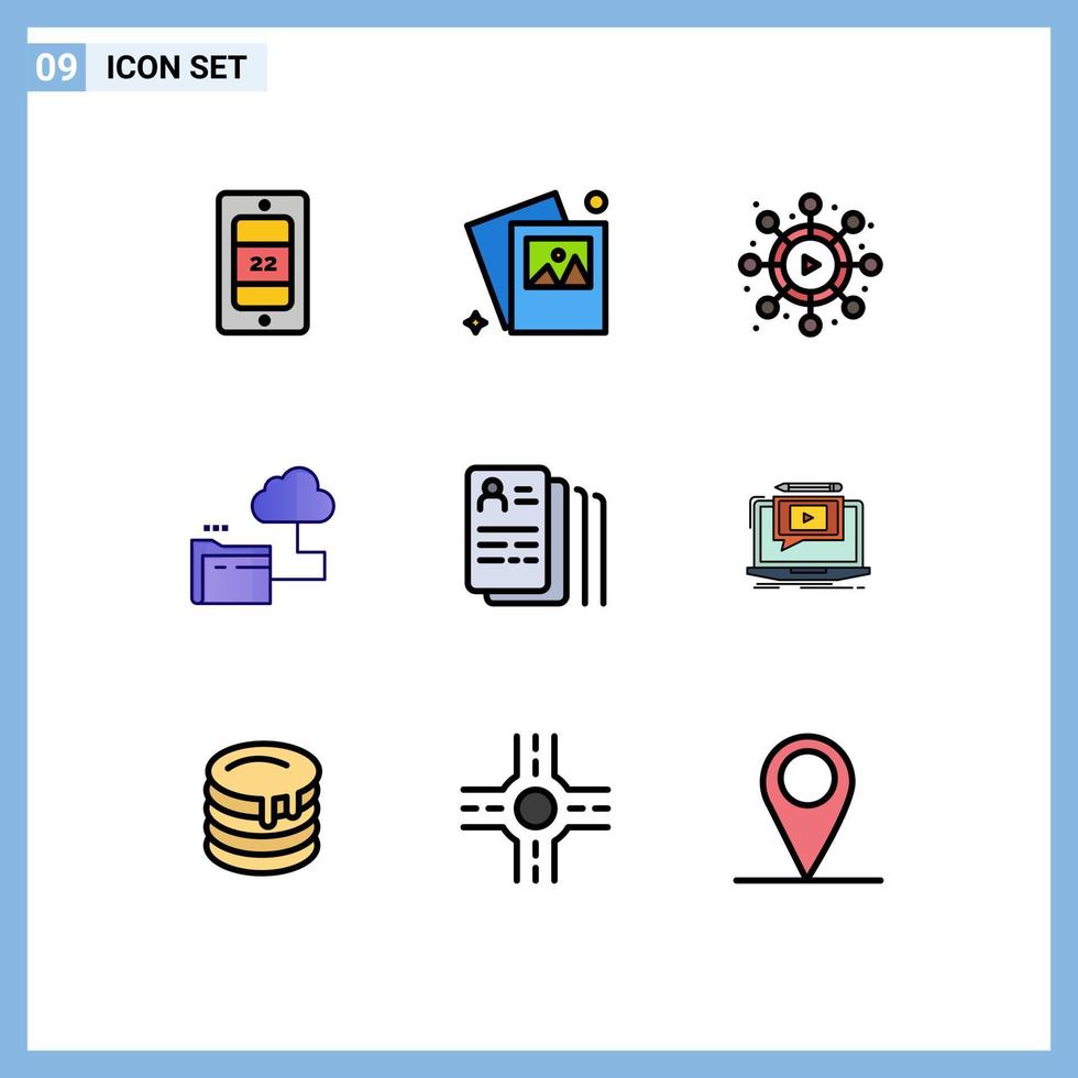 Set of 9 Modern UI Icons Symbols Signs for laptop job viral find file Editable Vector Design Elements