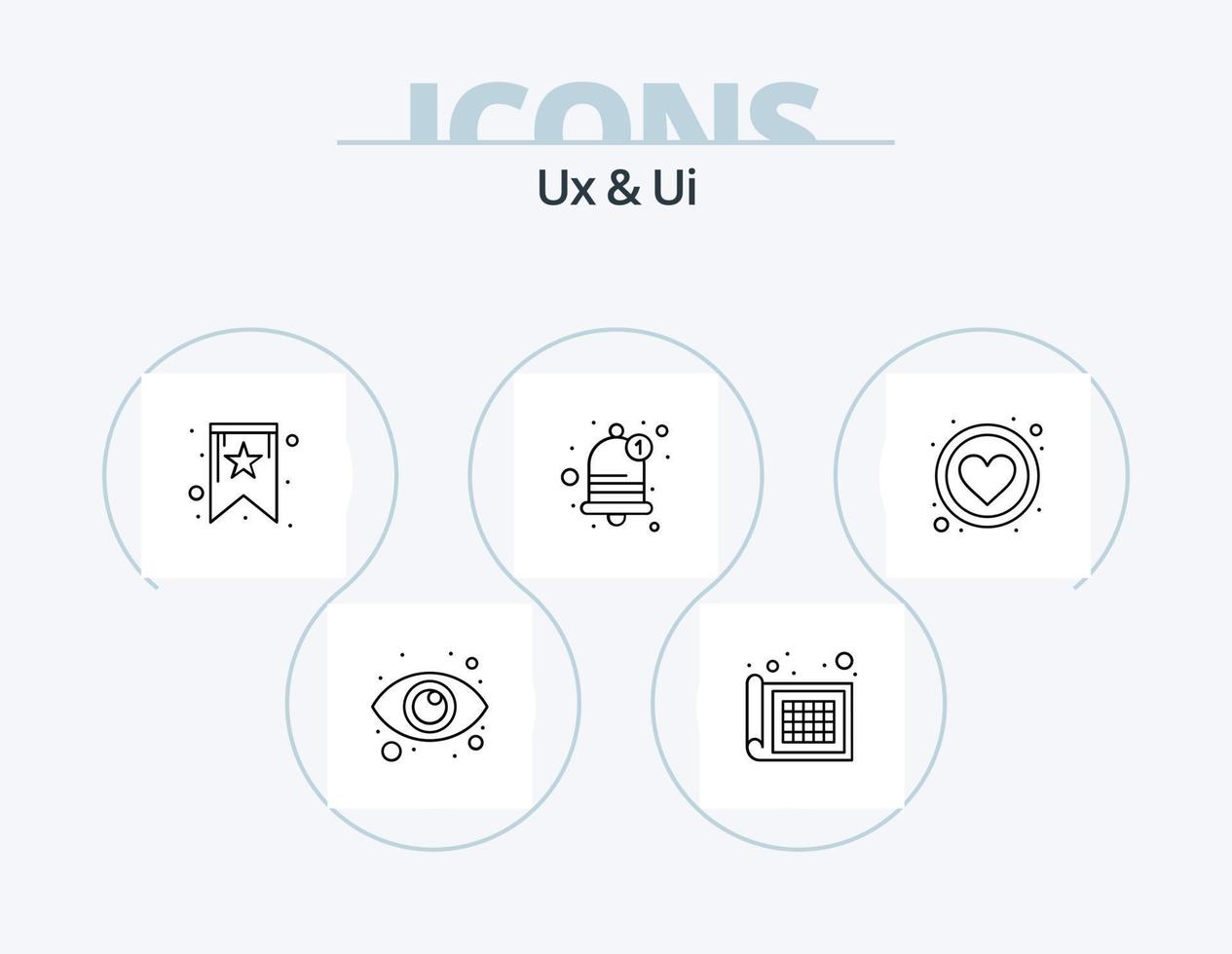 Ux And Ui Line Icon Pack 5 Icon Design. vision. eye. configuration. reminder. bell vector