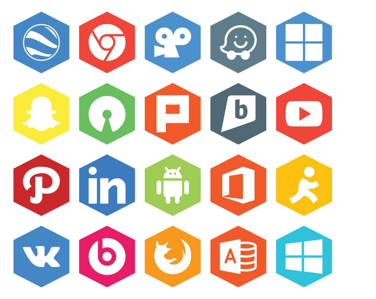 Paquete de 20 íconos de redes sociales que incluye beats pill aim brightkite office linkedin vector