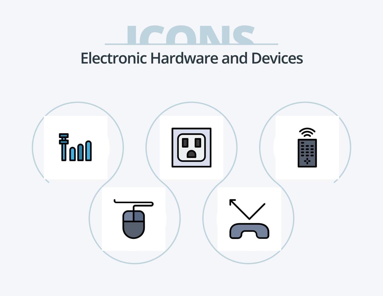 diseño de iconos del paquete de iconos llenos de línea de dispositivos 5. . conexión. RSS vector