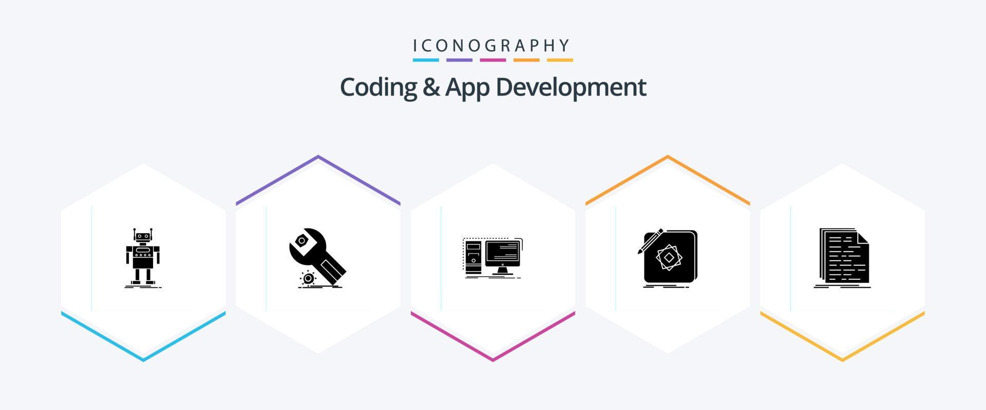 Coding And App Development 25 Glyph icon pack including logo. design ...