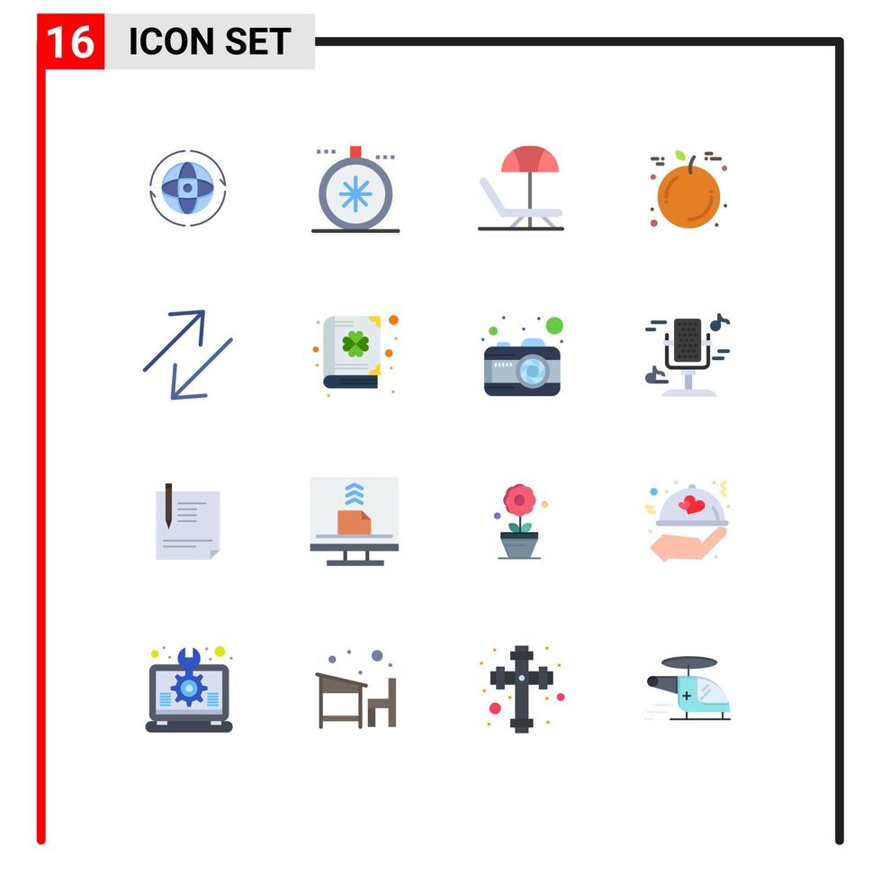 16 Universal Flat Color Signs Symbols of scale arrow open thanksgiving fruit Editable Pack of Creative Vector Design Elements