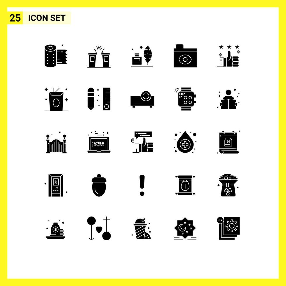 25 Solid Glyph concept for Websites Mobile and Apps support folder speaker eye american Editable Vector Design Elements