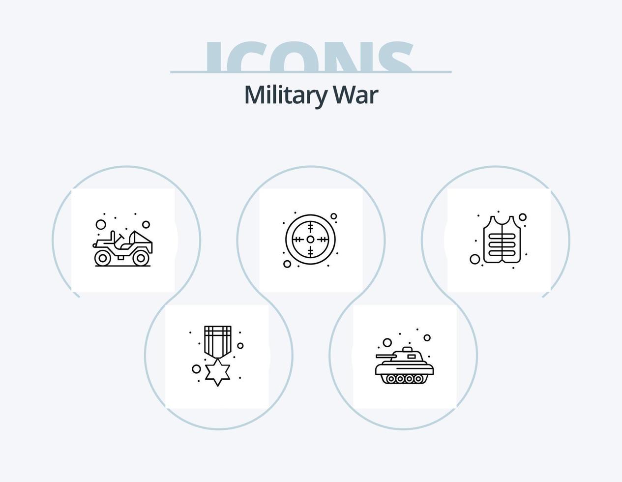 paquete de iconos de línea de guerra militar 5 diseño de iconos. ejército. placa de identidad. ejército. soldado. perro vector