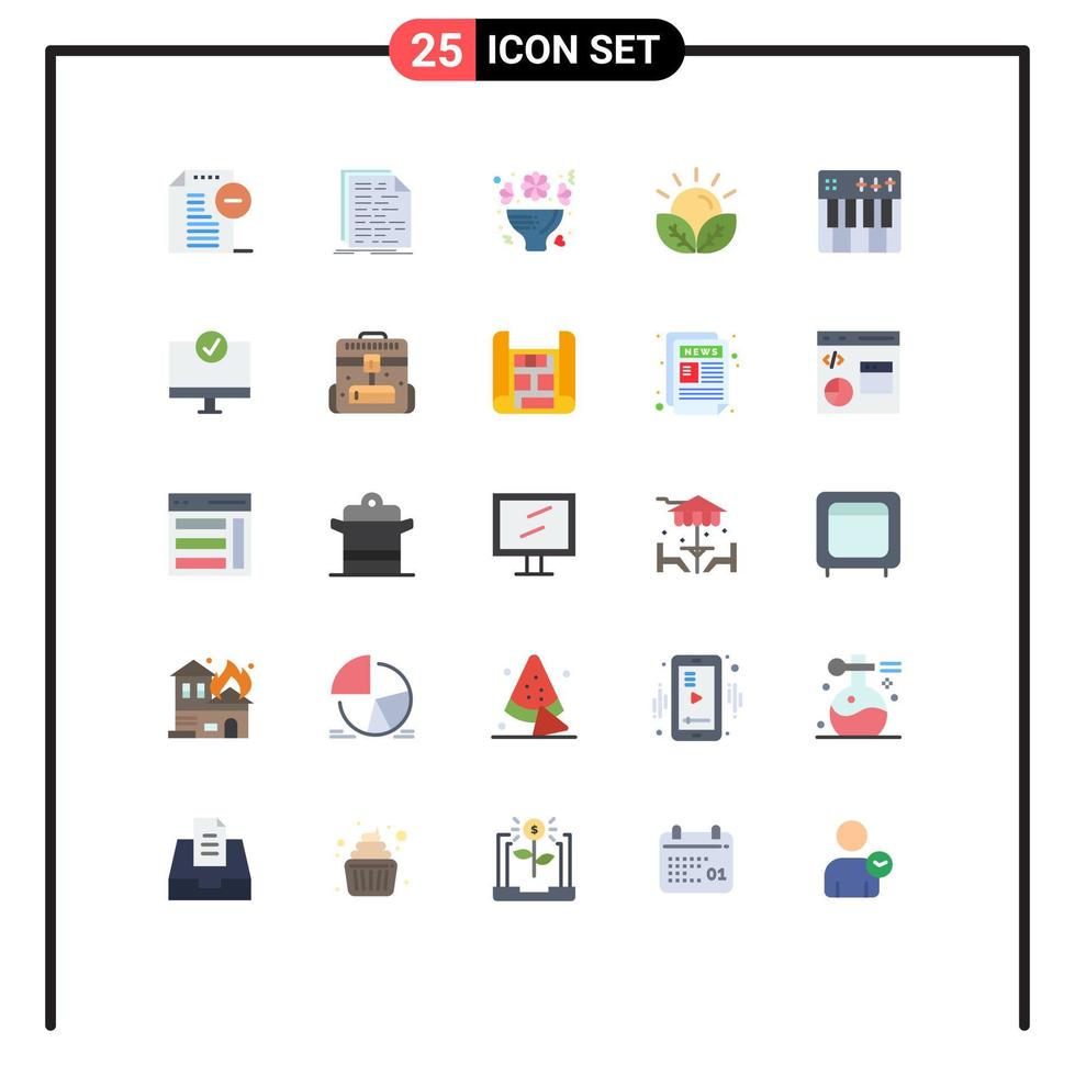 Mobile Interface Flat Color Set of 25 Pictograms of farming crops script agriculture roses Editable Vector Design Elements