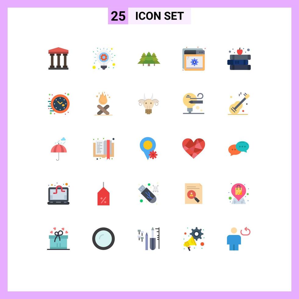 25 User Interface Flat Color Pack of modern Signs and Symbols of education setting camping page help Editable Vector Design Elements