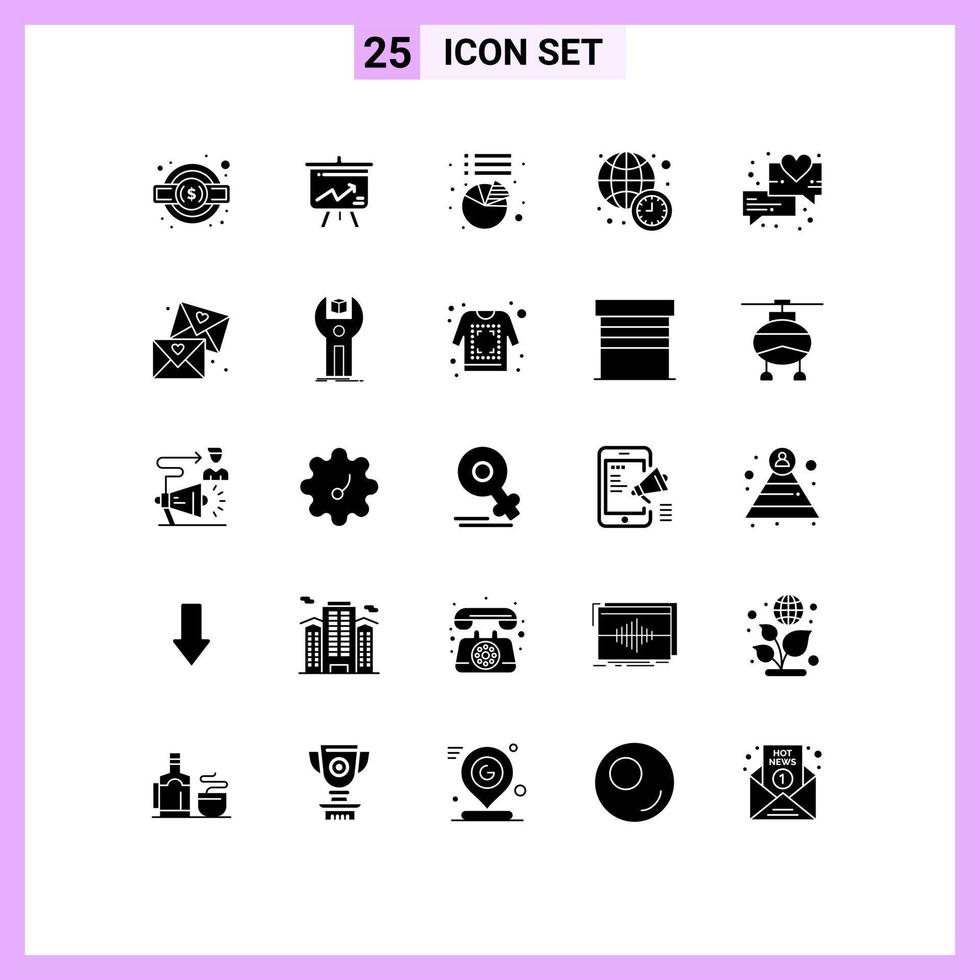 25 Creative Icons Modern Signs and Symbols of messages chat chart world news international Editable Vector Design Elements