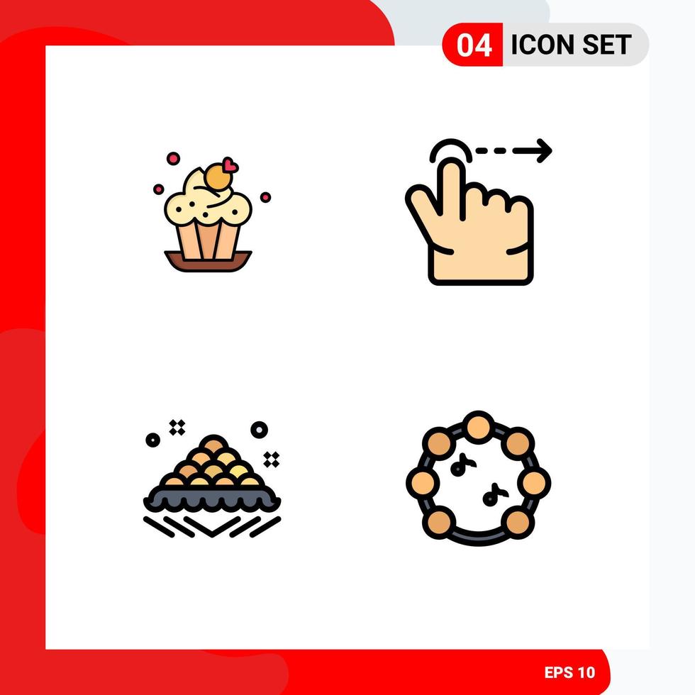 4 iconos creativos signos y símbolos modernos de panadería postre rápido deslizar deliciosos elementos de diseño vectorial editables vector