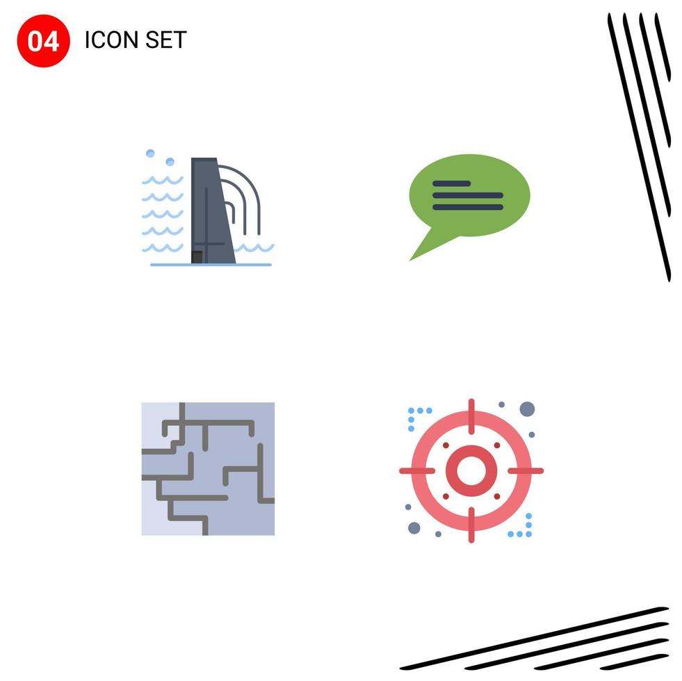 Group of 4 Modern Flat Icons Set for building maze industry messages strategy Editable Vector Design Elements