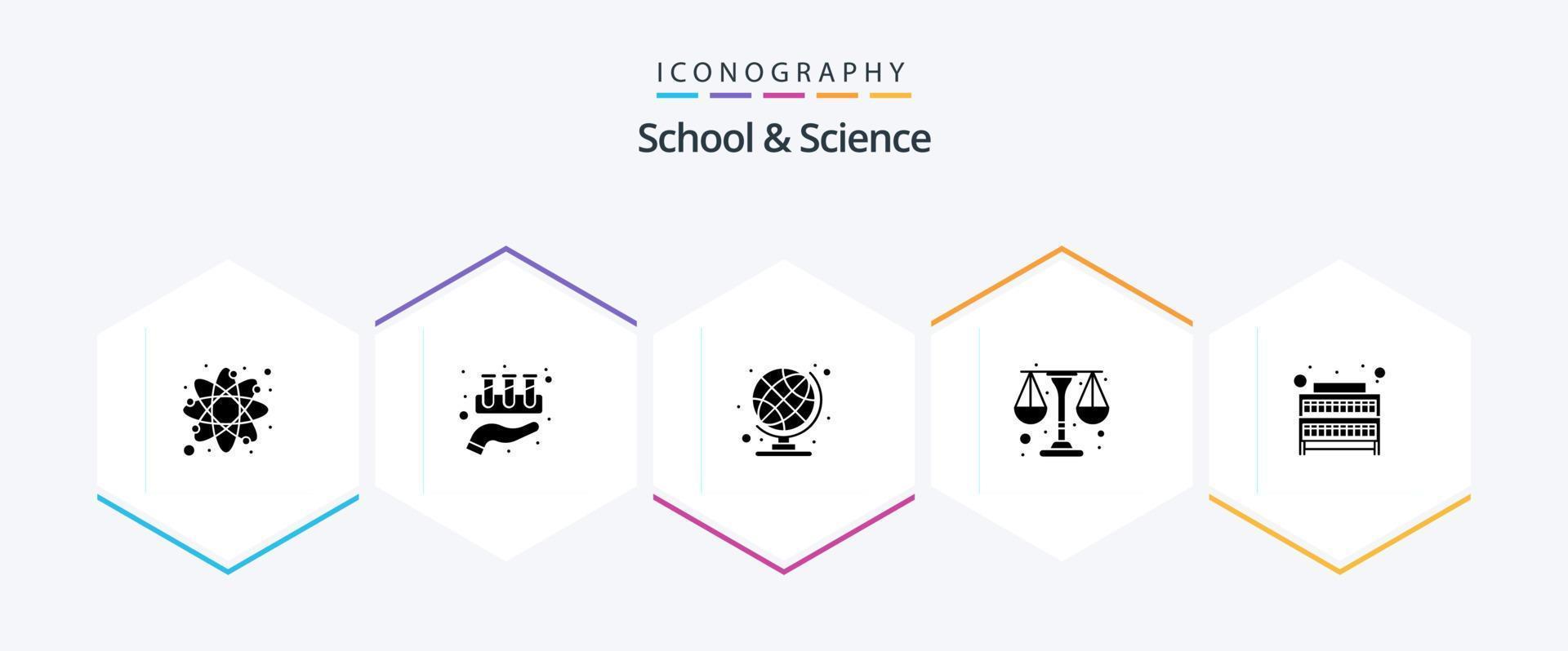 School And Science 25 Glyph icon pack including knowledge. education. study. physic vector