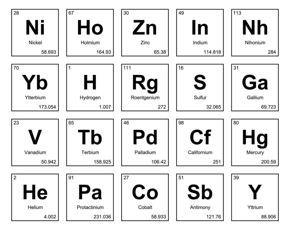 20 Preiodic table of the elements Icon Pack Design vector