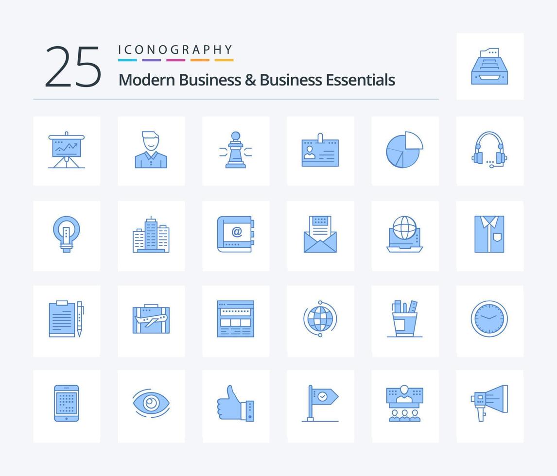 Modern Business And Business Essentials 25 Blue Color icon pack including figures. advantage. client. chess. person vector