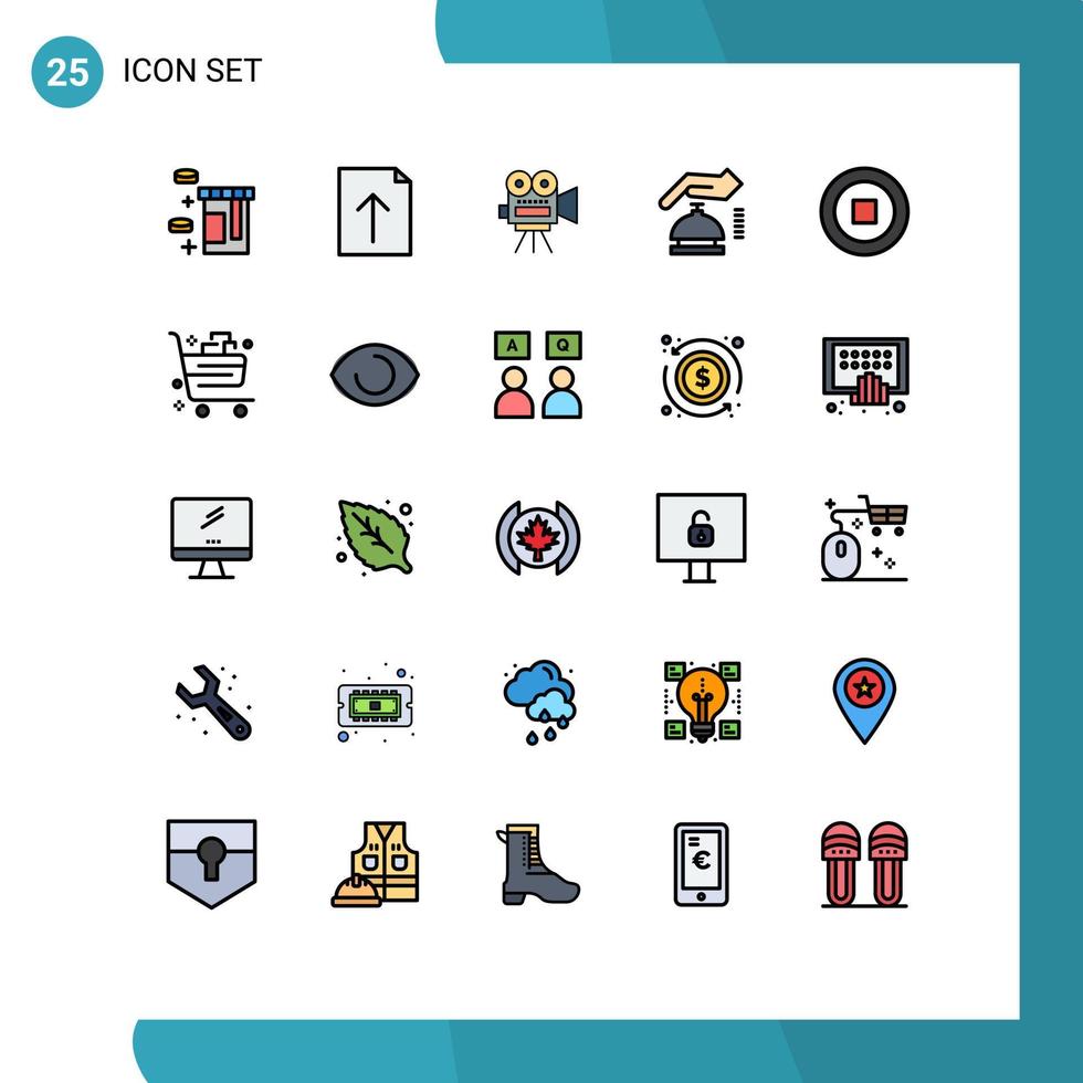 25 User Interface Filled line Flat Color Pack of modern Signs and Symbols of basket interface filam basic cyber Editable Vector Design Elements