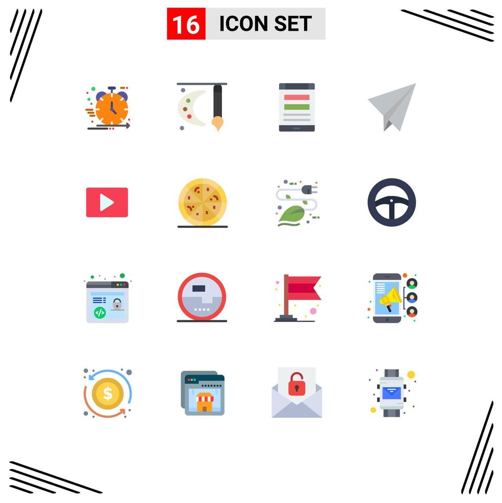 Group of 16 Modern Flat Colors Set for plane paper painting brush social media online Editable Pack of Creative Vector Design Elements