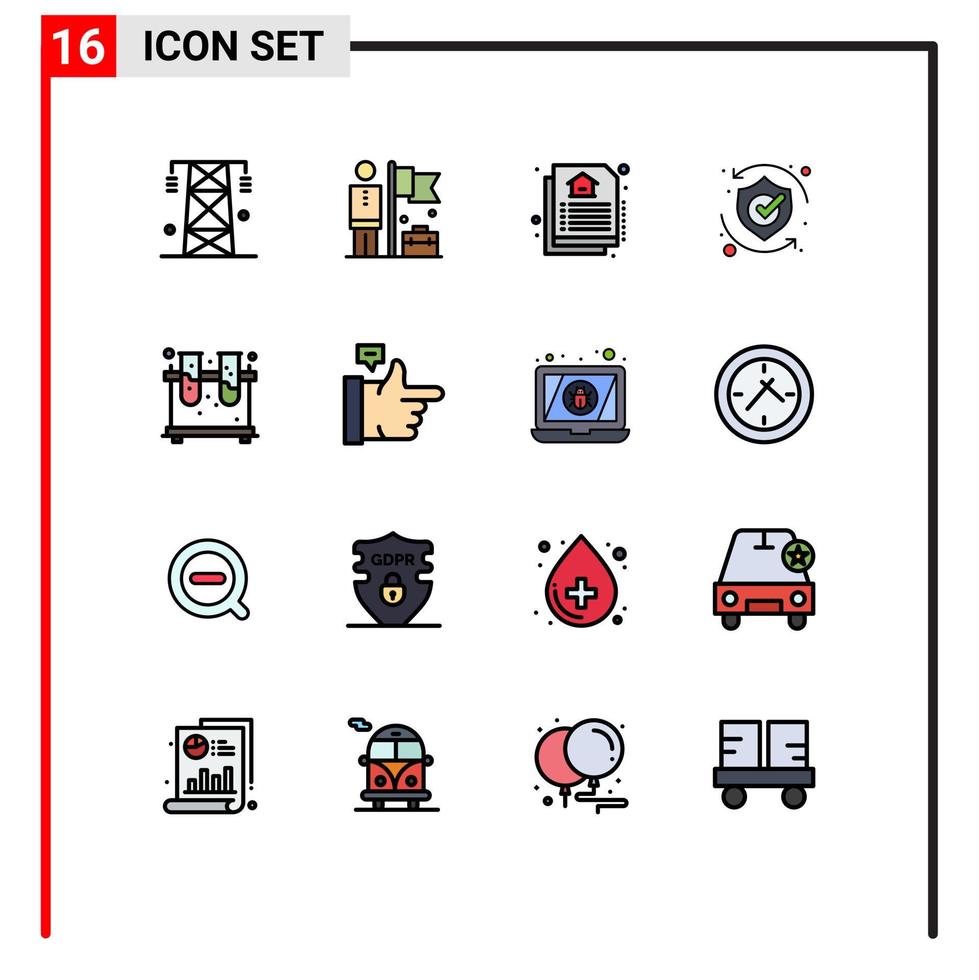 Stock Vector Icon Pack of 16 Line Signs and Symbols for chemistry shield flag security protect Editable Creative Vector Design Elements