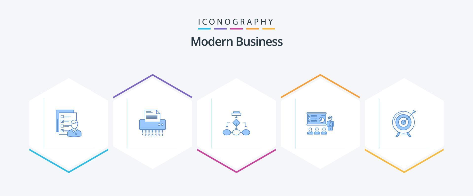Modern Business 25 Blue icon pack including business. flowchart. shredder. paper. information vector