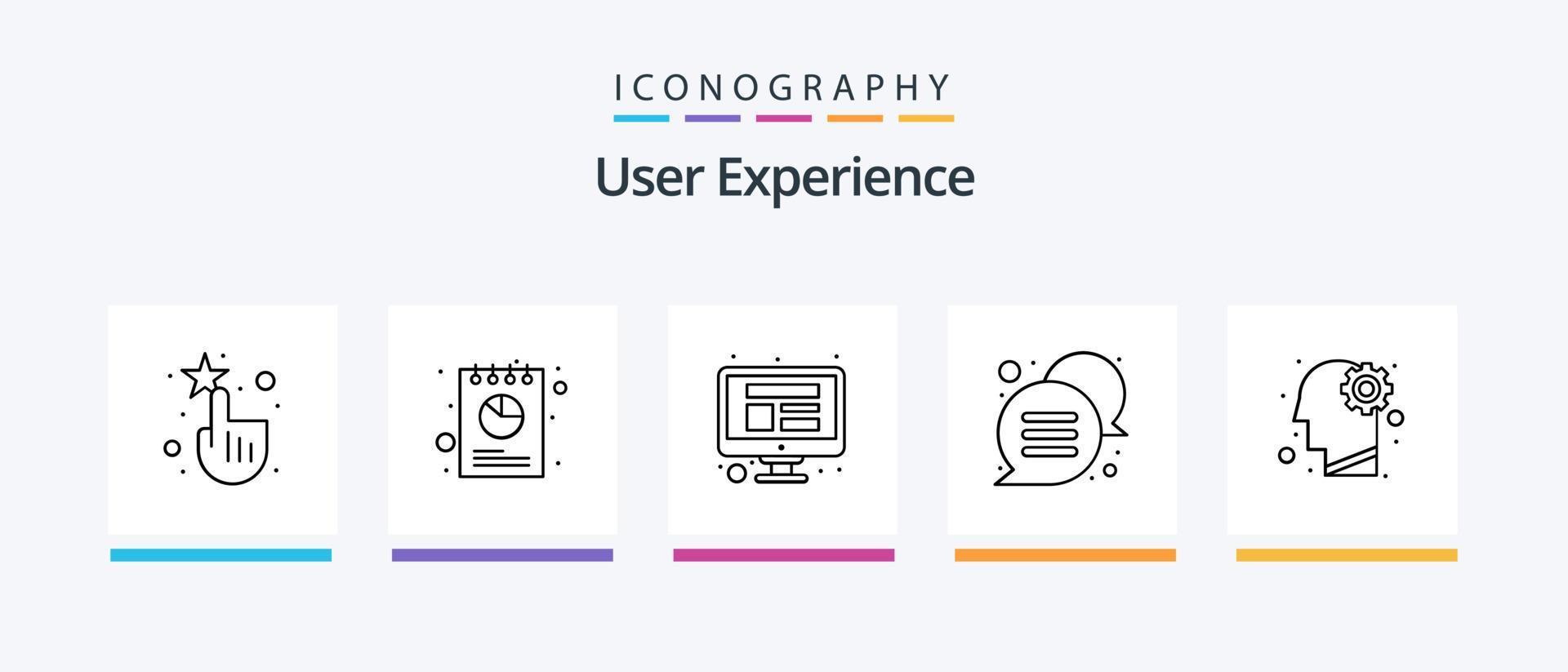 User Experience Line 5 Icon Pack Including experience. shield. statistics. protection. website wireframe. Creative Icons Design vector