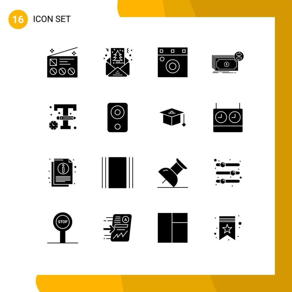 User Interface Pack of 16 Basic Solid Glyphs of design flow shapes dollars banknotes Editable Vector Design Elements