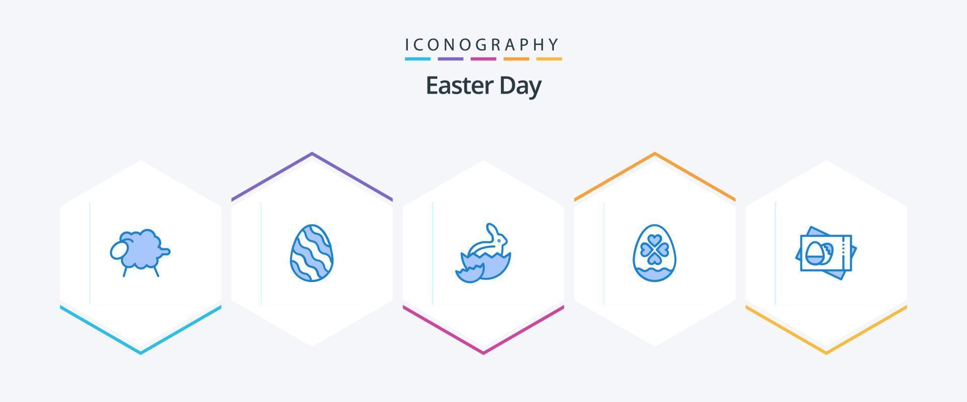 Easter 25 Blue icon pack including egg. easter. robbit. heart. egg vector