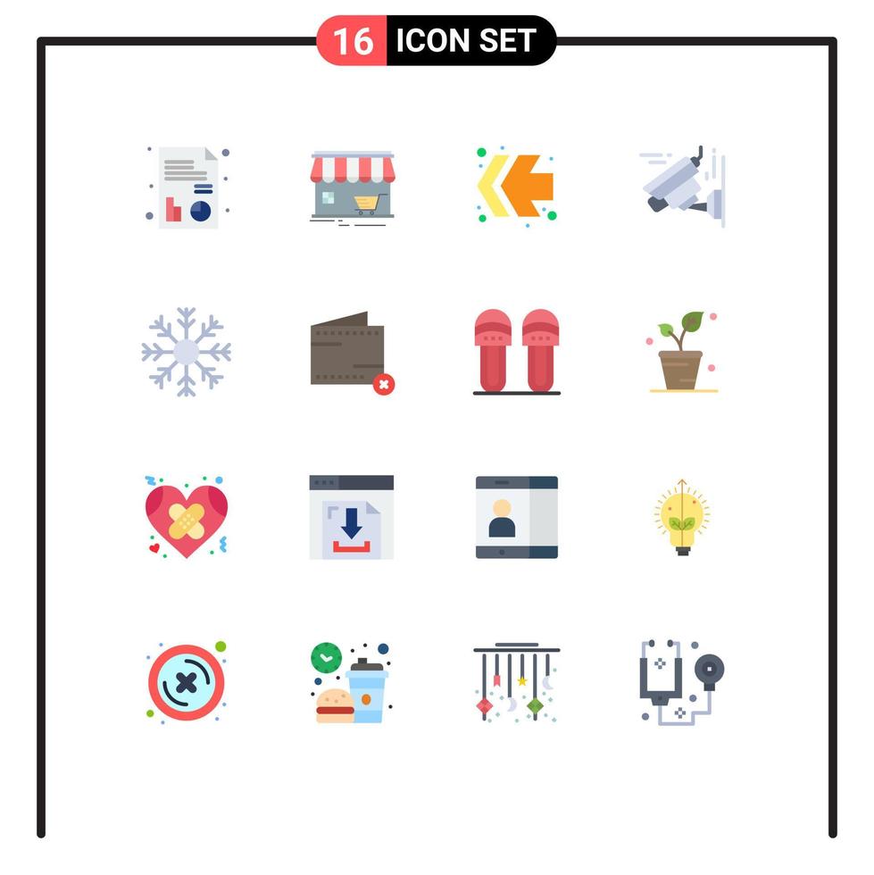Set of 16 Modern UI Icons Symbols Signs for weather flake arrows cold image Editable Pack of Creative Vector Design Elements