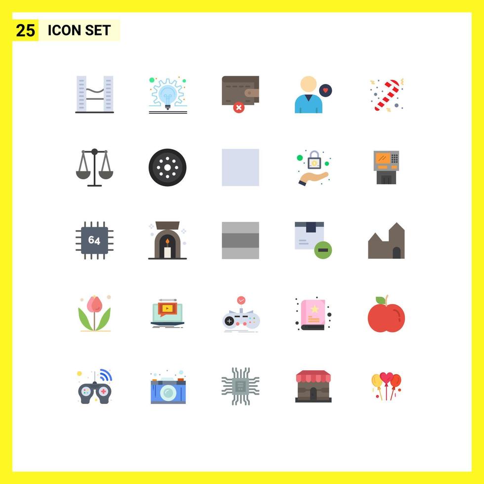 Universal Icon Symbols Group of 25 Modern Flat Colors of cane love delete like heart Editable Vector Design Elements