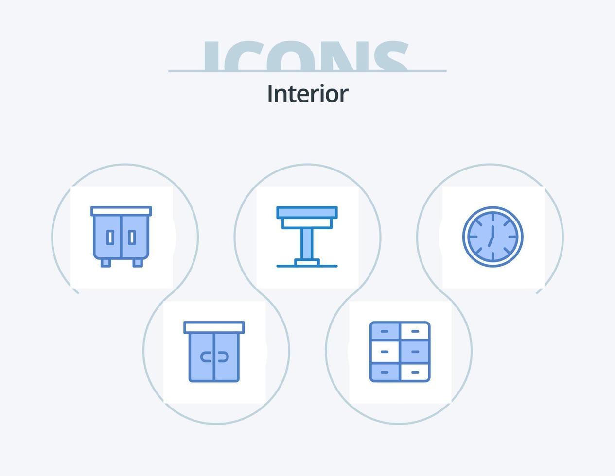 diseño de iconos del paquete de iconos azul interior 5. . pared. silla. interior. mesa vector