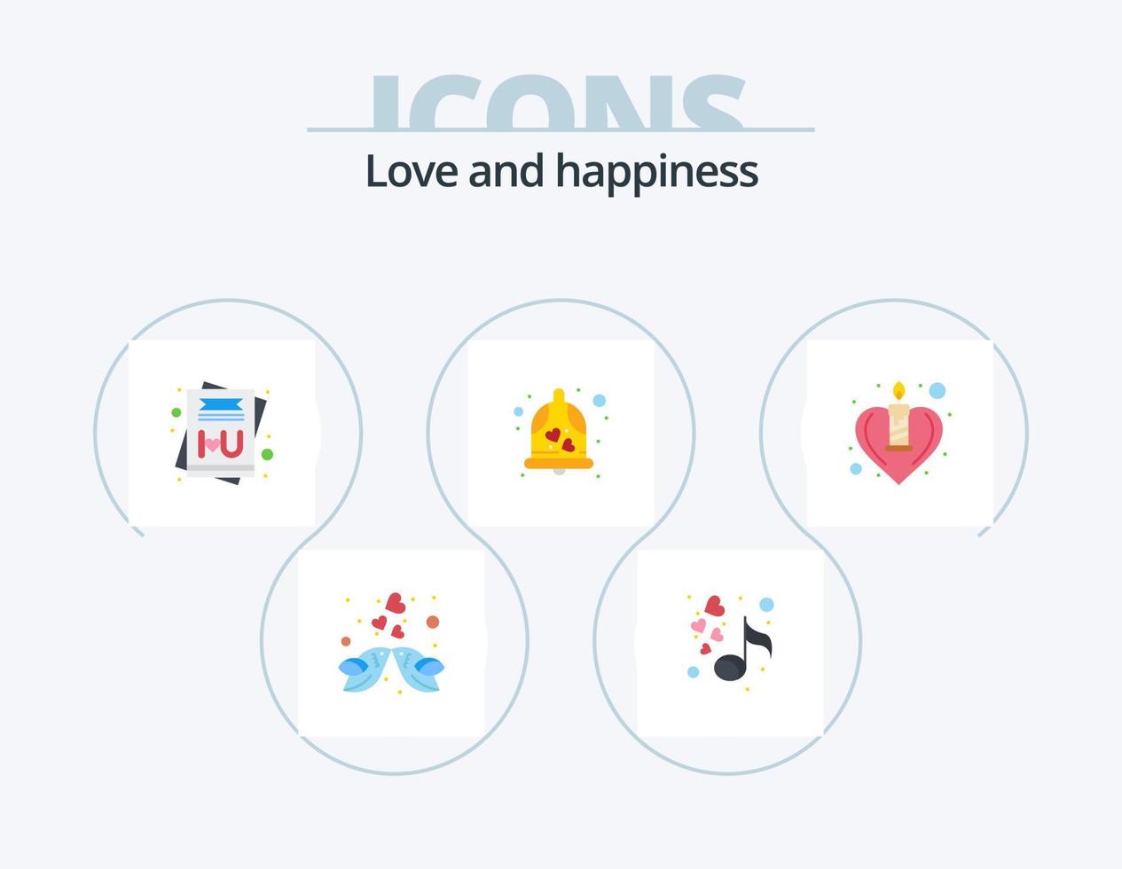 Love Flat Icon Pack 5 Icon Design. heart. wedding bell. valentines. wedding. bell vector