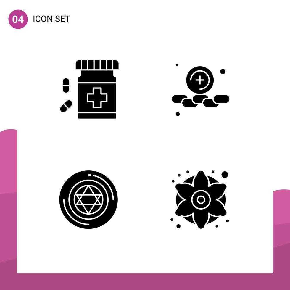Universal Solid Glyph Signs Symbols of bottle magic fitness plus star Editable Vector Design Elements