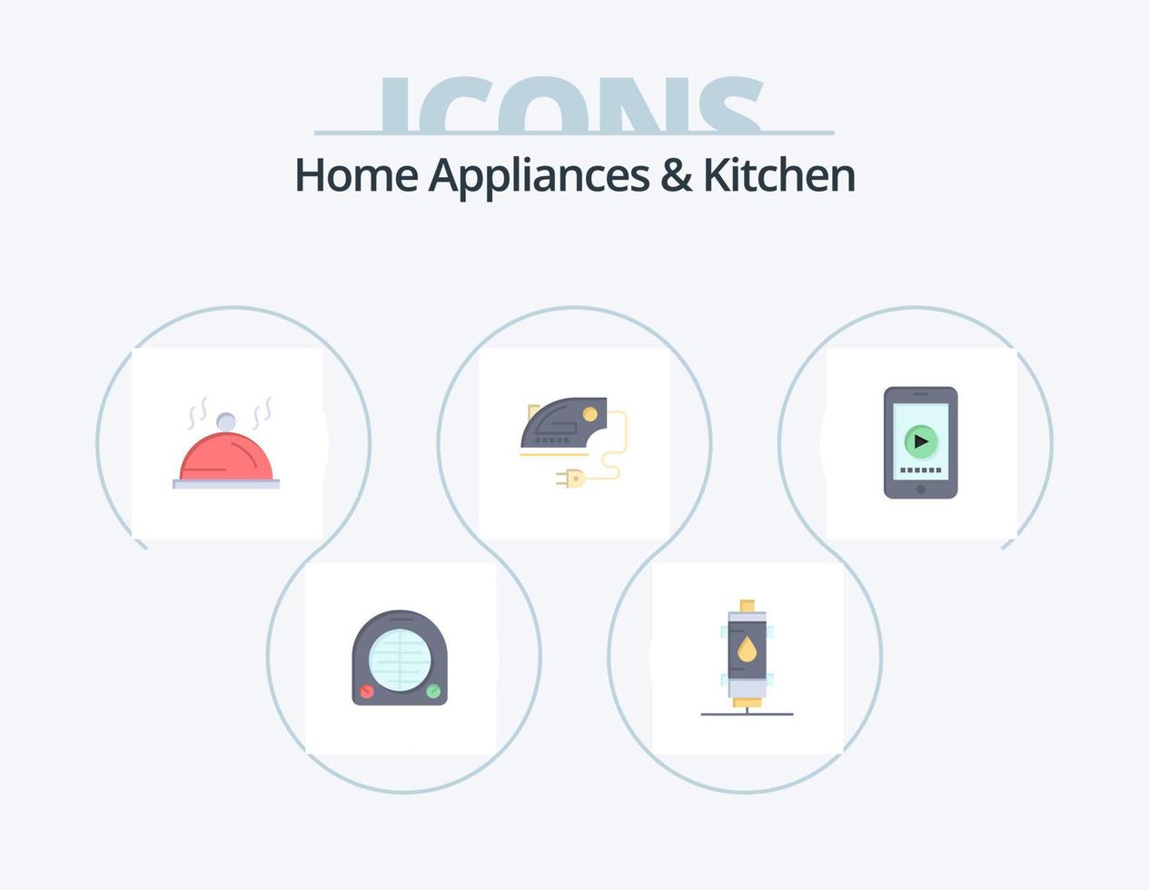electrodomésticos y cocina paquete de iconos planos 5 diseño de iconos. máquina. casa. gas. eléctrico. palat vector