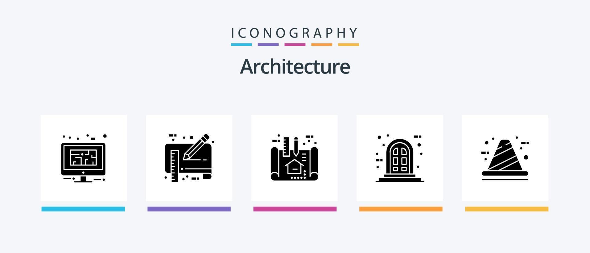 paquete de iconos de arquitectura glifo 5 que incluye arquitectura. panel. lápiz. marco. plan. diseño de iconos creativos vector